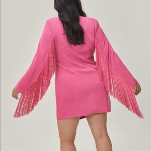 Nasty Gal Hot Pink Fringe Blazer Dress Size 12